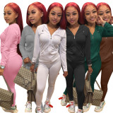 SC Solid Zipper Hoodies And Pants Two Piece Sets FSL-117