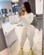 SC Solid Long Sleeve Rib Tops+Plush Pants Two Piece Suits NIK-191