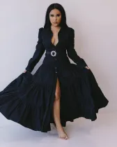 SC Casual Long Sleeve Big Swing Maxi Dress Without Belt SFY-184