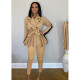 SC Elegant Full Sleeve Belted Coat+Pants 2 Piece Sets SFY-192