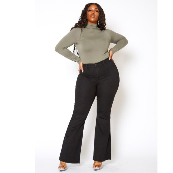 SC Plus Size 5XL Fashion Sexy Slim High Waist Flared Jeans HSF-2379