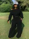 SC Plus Size Casual Knotted Long Sleeve Top And Wide Leg Pants Two Piece Set OLYF-6021