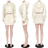 SC Casual Teddy Plush Long Sleeve Mini Skirt 2 Piece Sets ASL-6315