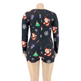 SC Plus Size 5XL Christmas Tights Sexy Print Rompers OSIF-20886-1