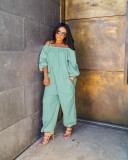 SC Solid Color Loose Casual Jumpsuit OLYF-6017