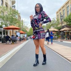 SC Graffiti Printed Long Sleeve Mini Dress TR-1090