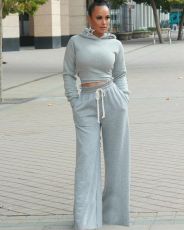 SC Solid Hooded Backless Wide Leg Pants Two Piece Sets MTY-6356