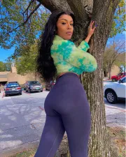 SC Casual Tie Dye Crop Tops And Pants 2 Piece Sets MOF-5192