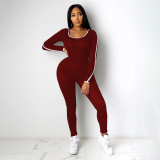 SC Casual Hooded Long Sleeves One Piece Jumpsuits AWF-5819