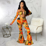 SC Sexy Printed Long Flared Pants Without Chain SMR-9787