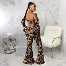 SC Sexy Printed Long Flared Pants Without Chain SMR-9787