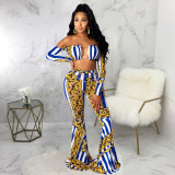 SC Sexy Printed Long Flared Pants Without Chain SMR-9787