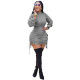 SC Sexy Solid Long Sleeve Ruched Mini Bodycon Dress XMY-9278