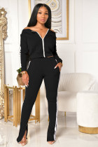 SC Casual Slash Neck Long Sleeve Two Piece Suits XMY-9271