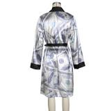 SC Sexy Dollar Print Sashes Midi Dress Pajamas Nightgown ZSD-0360
