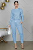 SC Casual Solid Long Sleeve Two Piece Pants Set WY-6712