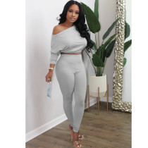 SC Casual Solid Color Long Sleeve Pants Two Piece Set XYMF-8027