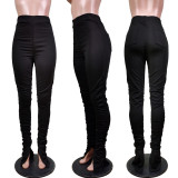 SC Casual Solid Skinny Split Stacked Pants WY-6714
