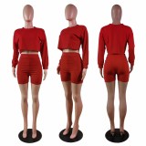 SC Fashion Long Sleeve Sweatshirts Shorts Suit WY-6681