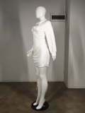 SC White Full Sleeve Bodycon Mini Shirt Dress MK-1021
