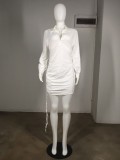 SC White Full Sleeve Bodycon Mini Shirt Dress MK-1021