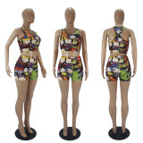 SC Sexy Printed Tank Top And Shorts Two Piece Sets SHD-9337