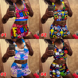 SC Sexy Printed Tank Top And Shorts Two Piece Sets SHD-9337