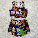 SC Sexy Printed Tank Top And Shorts Two Piece Sets SHD-9337