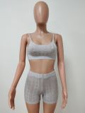 SC Sexy Knitted Cami Top And Shorts Two Piece Sets LSD-9802