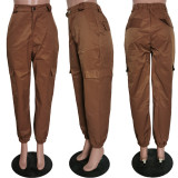 SC Casual Loose Solid High Waist Cargo Pants HMS-5403
