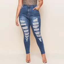 SC Plus Size 5XL Denim Ripped Hole Skinny Jeans HSF-2386