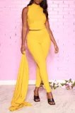 SC Solid Tank Top+Full Sleeve Long Cloak+Pants 3 Piece Sets SFY-206