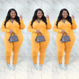 SC Plus Size 5XL Solid Hooded Casual Two Piece Pants Set WAF-7118