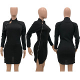SC Sexy Long Sleeve Zipper Slim Mini Dress XYKF-9263
