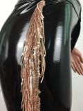 Sexy Sequin Tassel Plush PU Leather Pants LA-3241