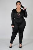 SC Plus Size 5XL Sexy V Neck Bodysuit+Pants Two Piece Sets BMF-052