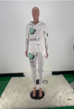 SC Letter Print Casual Fashion Hooded Sweatshirts And Pants Two Piece Set ARM-8243