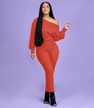 SC Solid Slash Neck Long Sleeve Jumpsuit OMY-8083