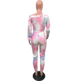 SC Sexy Tie Dye Lace Up Long Sleeve Jumpsuit OMY-8081