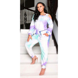 SC Sexy Tie Dye Lace Up Long Sleeve Jumpsuit OMY-8081