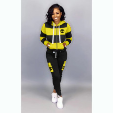 SC Casual Hooded Zipper Two Piece Pants Set OMY-5190