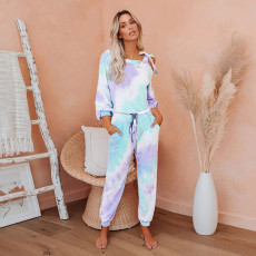 SC Sexy Tie Dye Lace Up Long Sleeve Jumpsuit OMY-8081