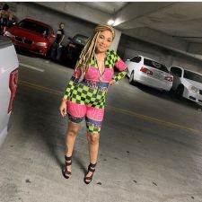 SC Sexy Plaid Letter Print Long Sleeve Zipper Rompers OMY-5130