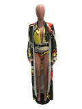 SC Fashion Sexy Printed Cloak + One Piece Bikini OMY-5095