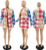 SC Colorful Plaid Full Sleeve Notched Collar Blazer Coat QY-5223