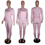 SC Casual Solid Long Sleeve Two Piece Pants Set BLI-2214