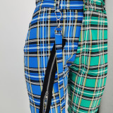 SC Casual Plaid Zipper Long Pants YH-5201