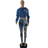 SC Fashion Plush Hooded Sweatshirts And All-match Printed Pants Suit CQF-930