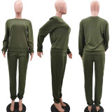 SC Casual Solid Long Sleeve Two Piece Pants Set TK-6142