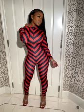 SC Sexy Striped Long Sleeve Tight Jumpsuits SFY-212